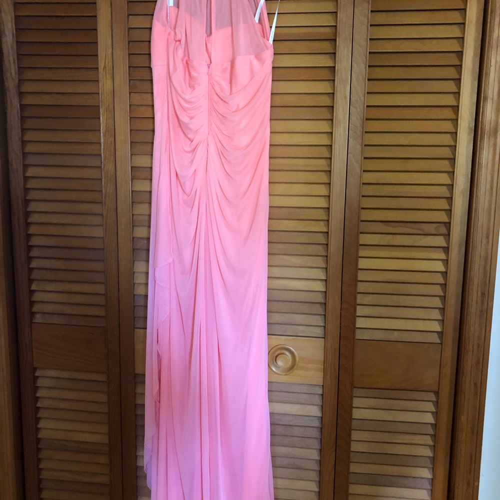 David's Bridal Strapless coral ref color